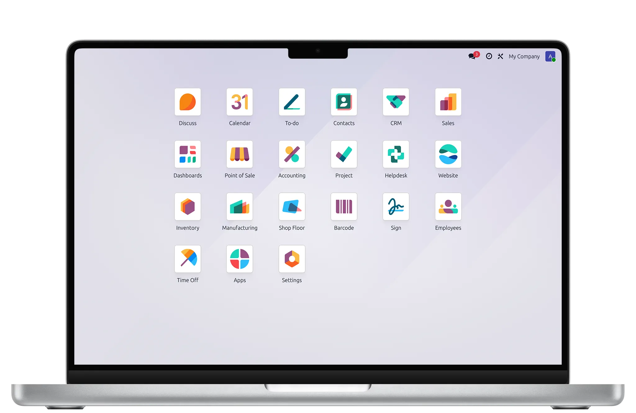 MacBook running Odoo configured by Tadoo